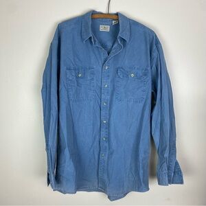 Vintage L.L. Bean Sunwashed Canvas Shirt Button Front Traditional Fit L TALL Men